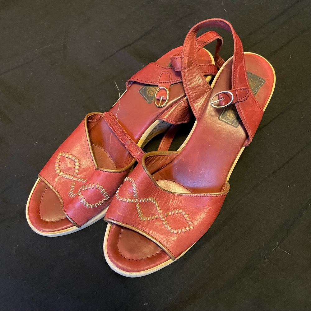 Vintage Fabrizio Red Cork Wedge Sandals